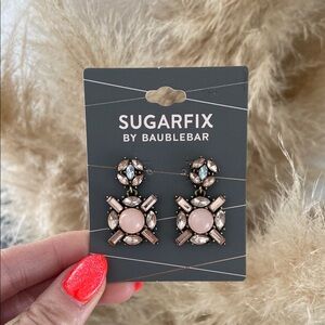 Sugarfix x BaubleBar dangle earrings statement jewelry crystal stud pastel pink